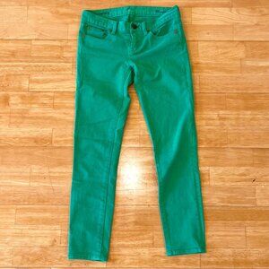 J. Crew Ankle Toothpick Skinny Jeans, Kelly Green, Size 26